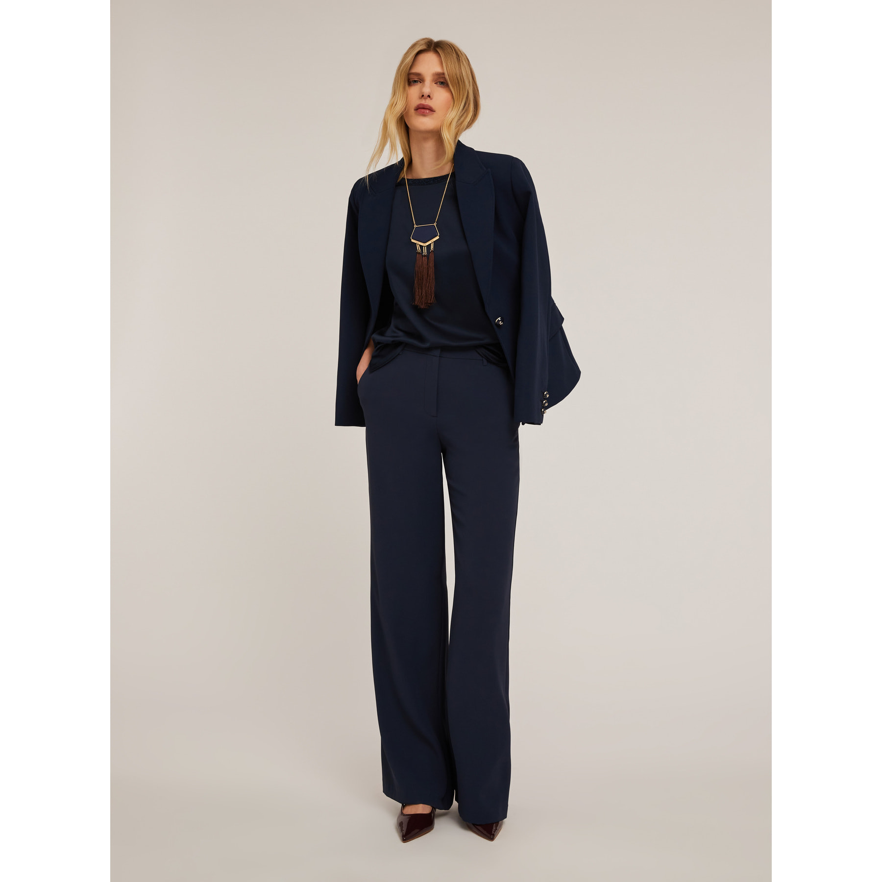 Motivi - T-shirt basic bimaterica - Blu