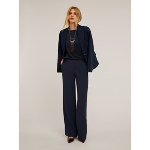 Motivi - T-shirt basic bimaterica - Blu