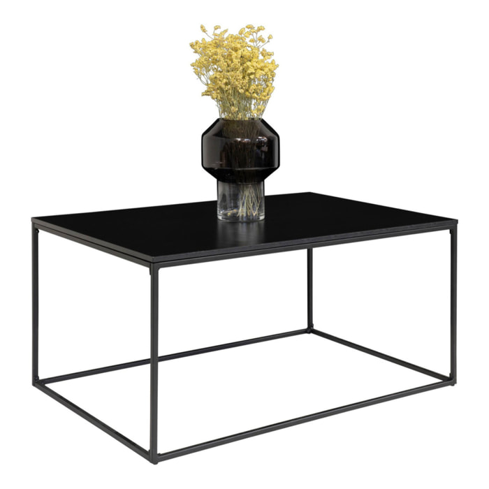Tavolino da salotto Vita in nero con struttura in acciaio, 90×60×45 cm