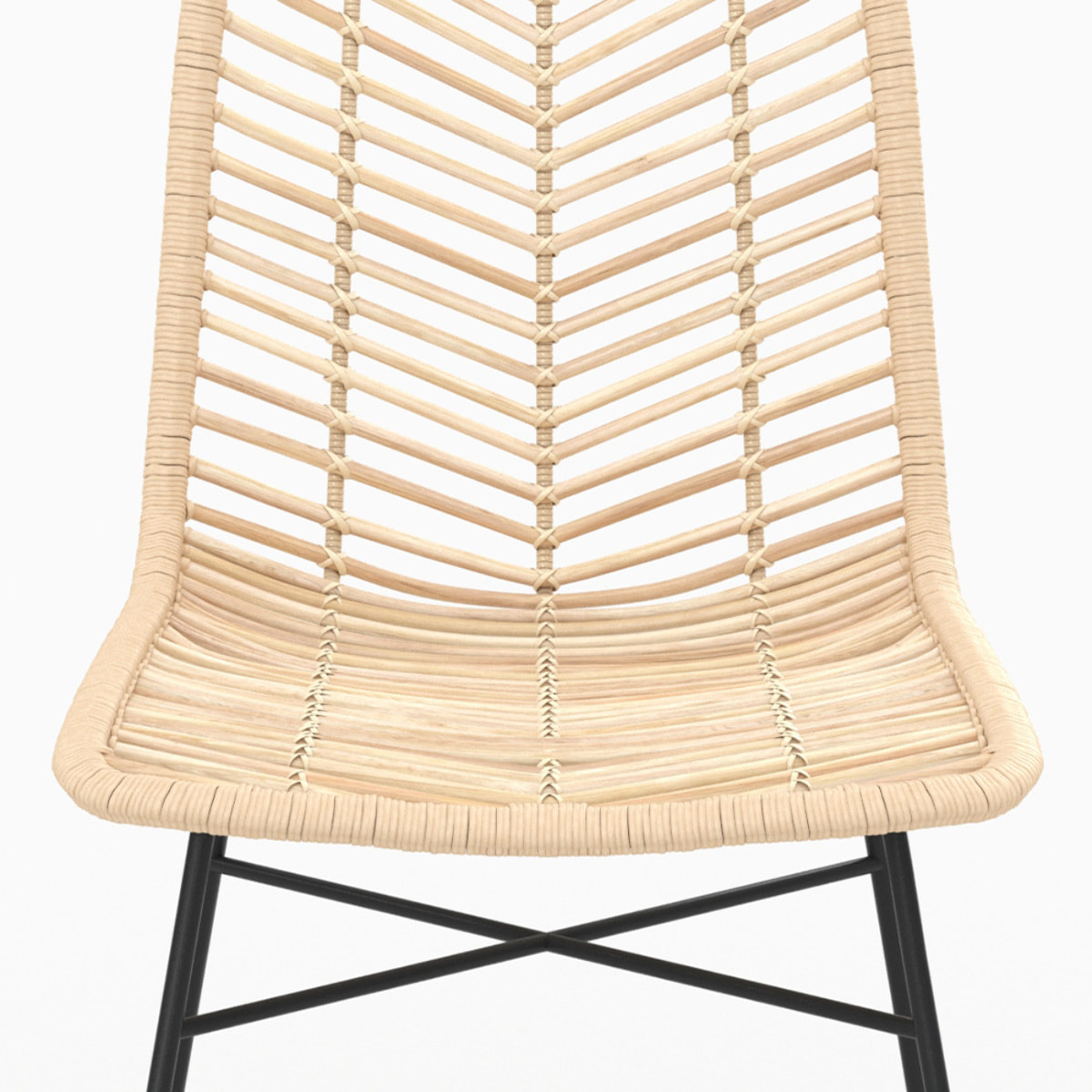 Lot de 2 chaises en rotin naturel et pieds en métal - Tamara