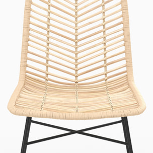 Lot de 2 chaises en rotin naturel et pieds en métal - Tamara