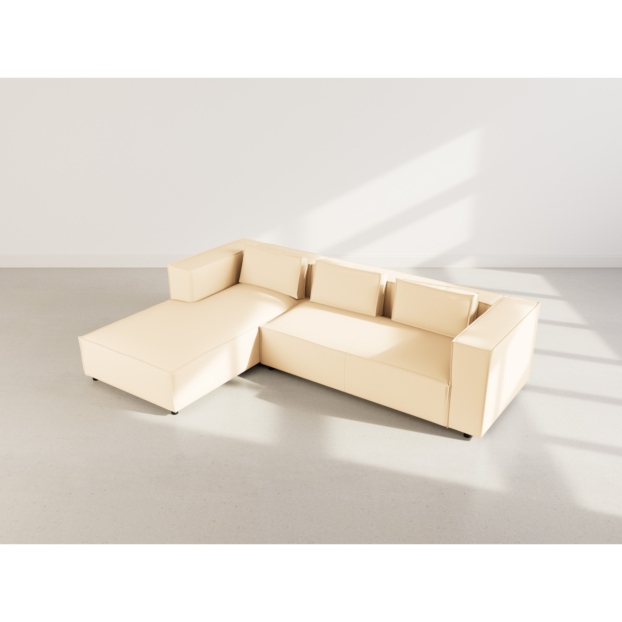 Stella - canapé d'angle gauche 4 places en simili - Beige