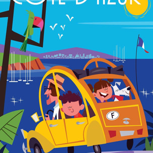 Poster retro le soleil de la cote d'azur Affiche sous cadre bois