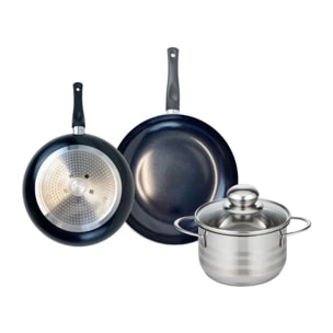 Ensemble de 2 Poêles de cuisson 20 et 24 cm et 1 faitout 16 cm Elo Prima Brillant