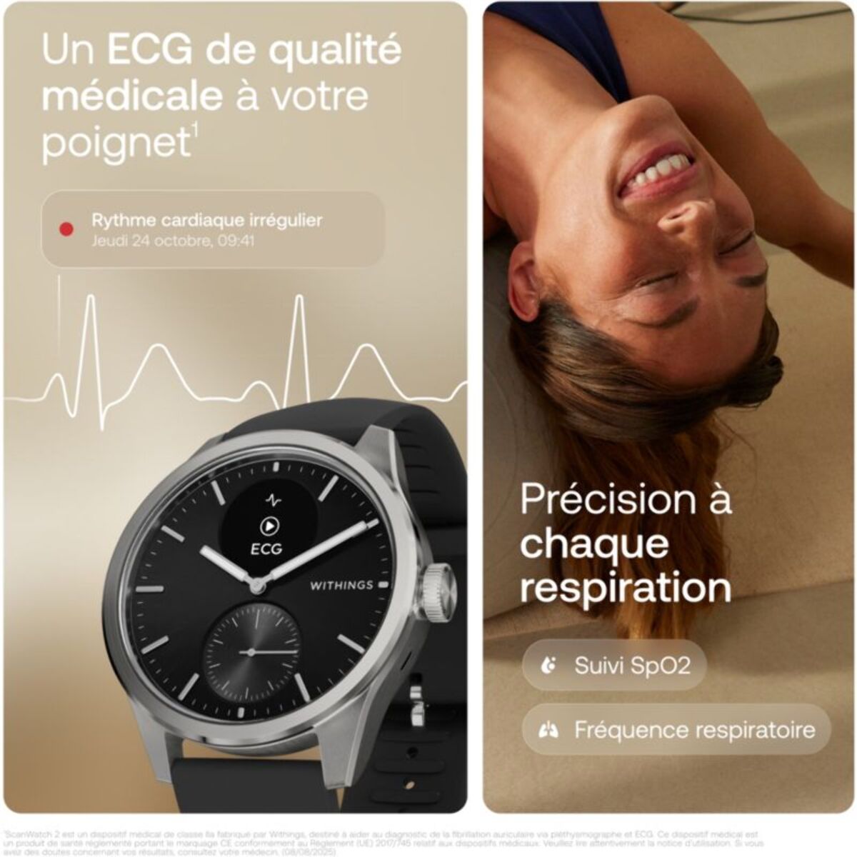 Montre santé WITHINGS Scanwatch 2 - 42mm Noire