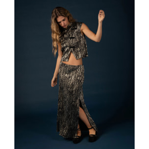 Falda midi plisada de mujer