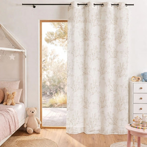 Voilage impression feuillage poétique - Beige