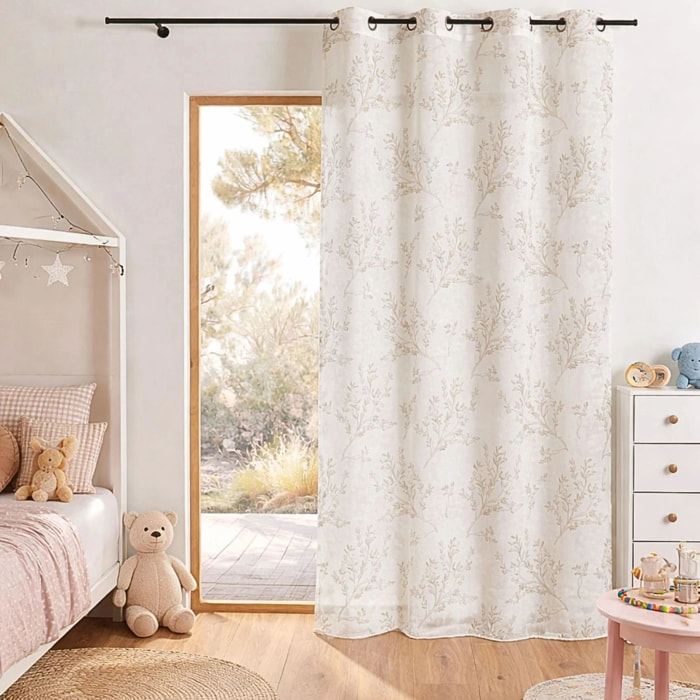 Voilage impression feuillage poétique - Beige