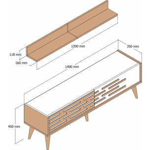 Mobile porta TV Daanesta, Credenza da soggiorno, Armadio basso per TV, Base parete attrezzata, 140x45h35 cm, Noce e Antracite