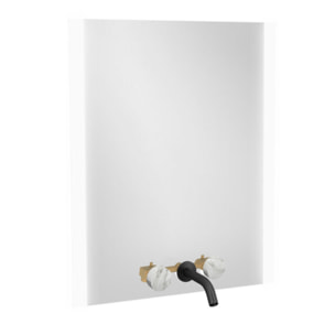 Miroir 3 trous 60 cm + mélangeur lavabo encastré 3 trous Grands Boulevards marbre envoûtant et noir