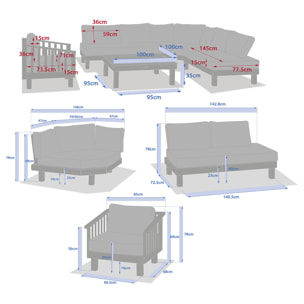Salon de jardin "Xenia" 6 places en polyester et acacia