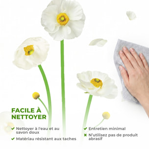 Stickers Muraux décoration adhésifs Fleurs pavots blanches
