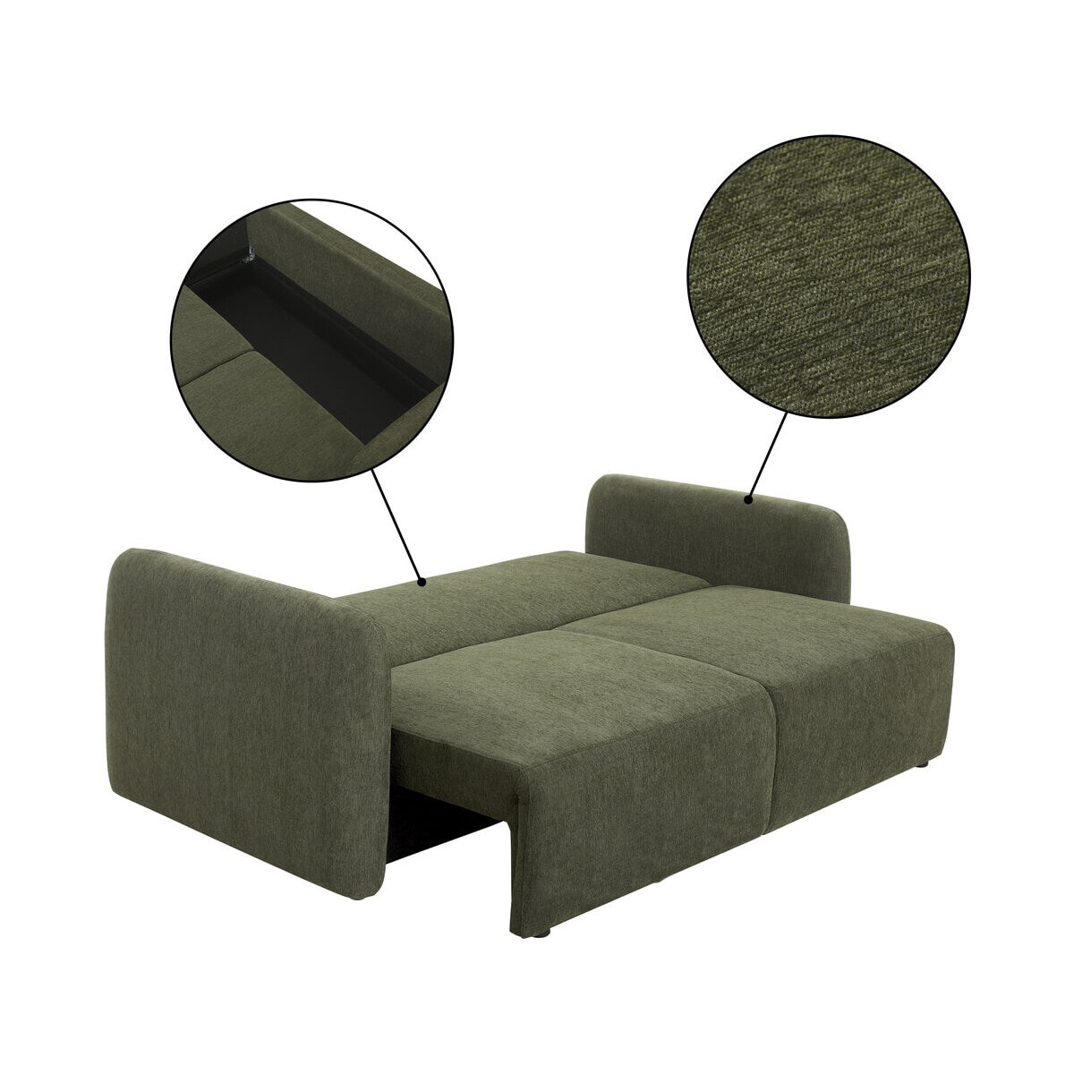 Canapé droit convertible en tissu "Concorde" 3 places - Vert