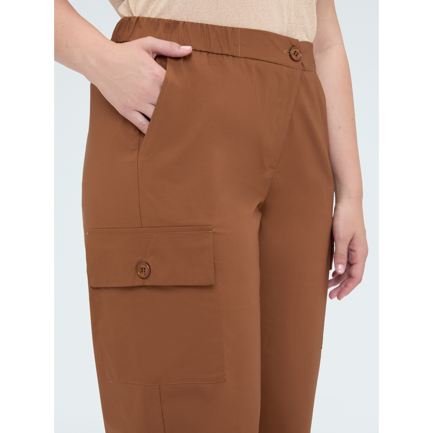 Fiorella Rubino - Pantaloni cargo in cotone - Marrone