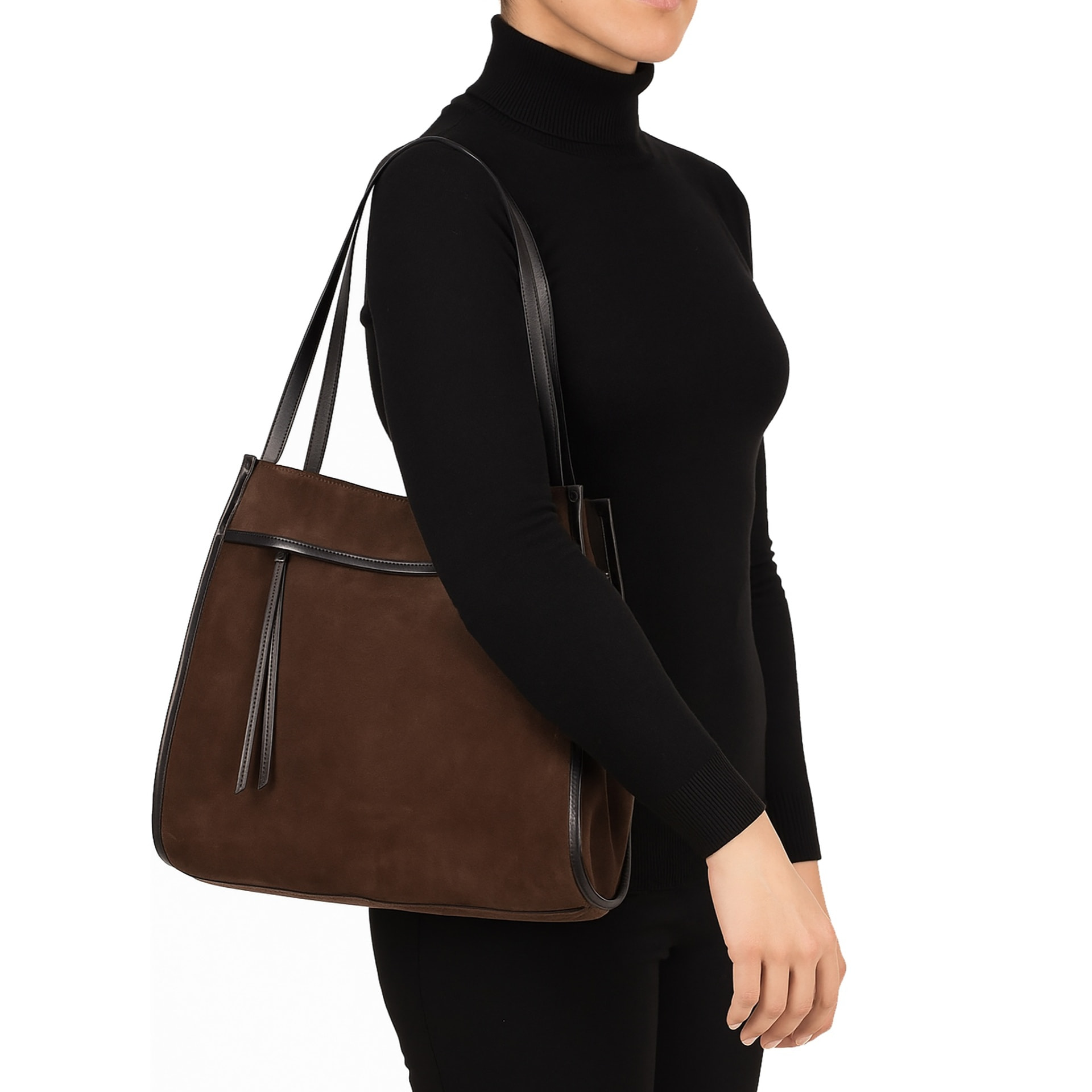 Borsa a spalla da donna Made in Italy - Modello Seraphina Elite - Pelle scamosciata - 35.0 x 35.0 x 16.0 cm