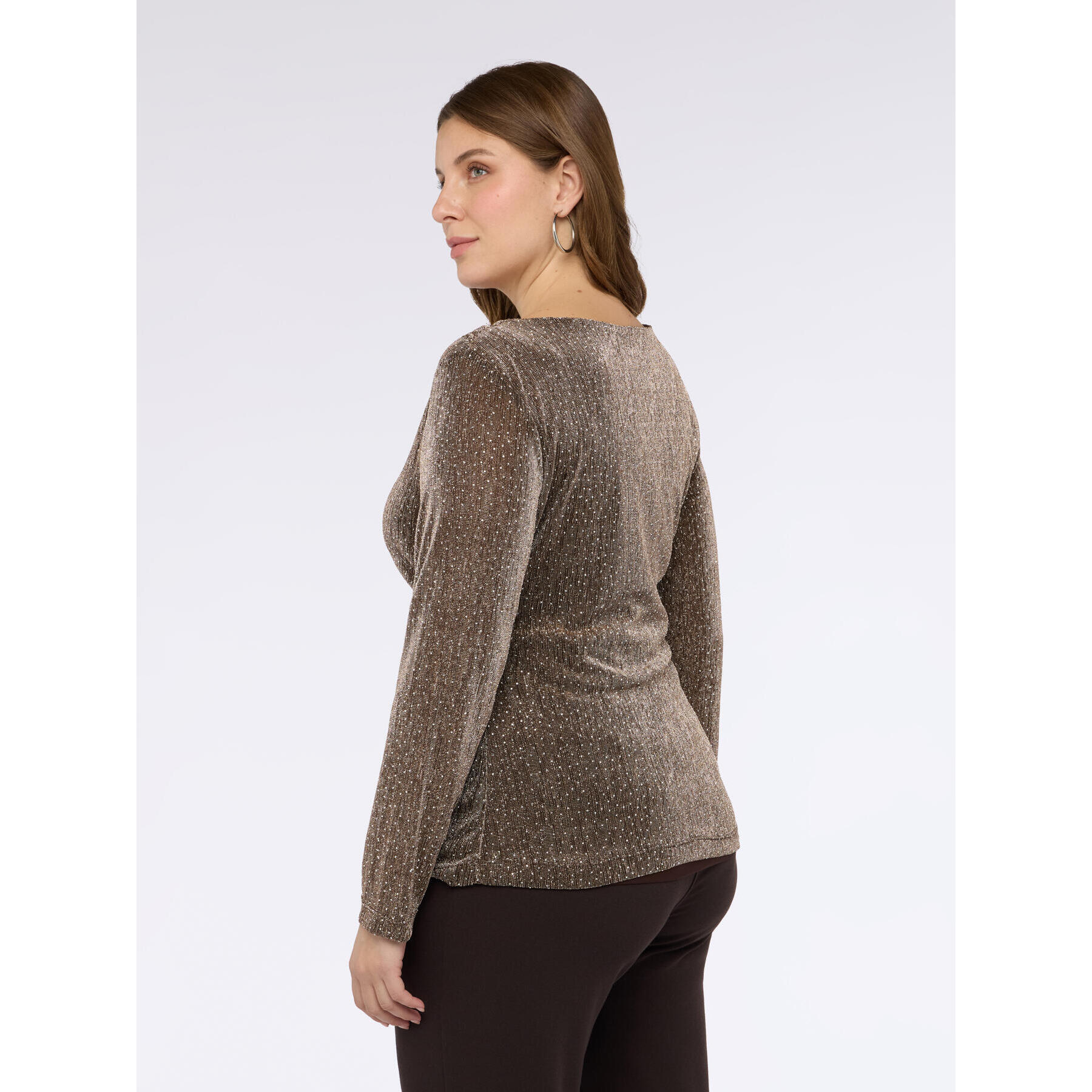 Fiorella Rubino - Camiseta de jersey con strass - Marrón