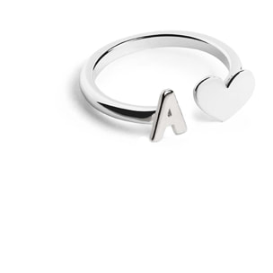 Bague Personnalisé Letter Heart Argent