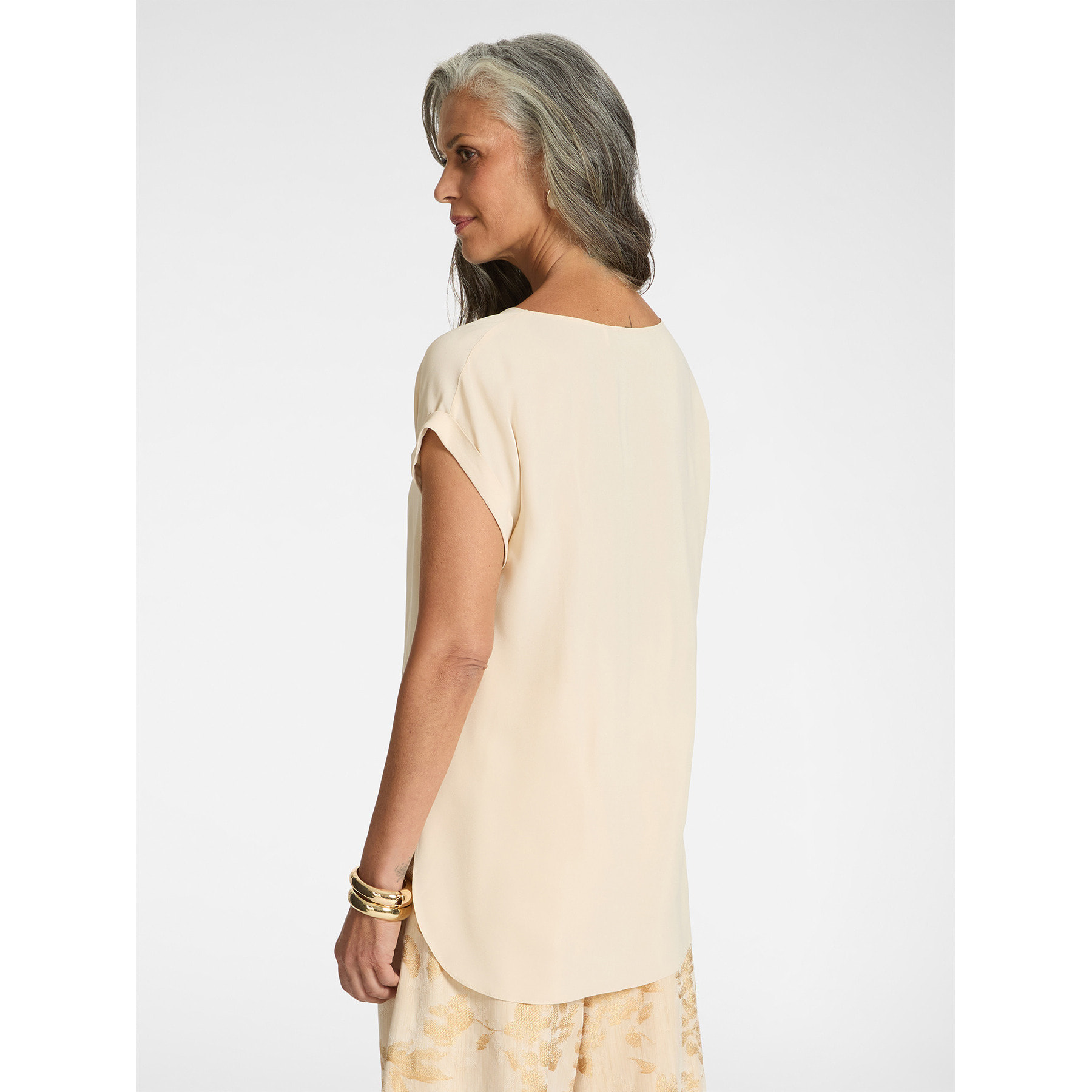 Elena Mirò - Blusa de crepé de China - Beige