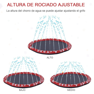 Splash Pad 150 cm Aspersor de Juegos de Agua con Rociador Tapete de Salpicaduras Piscina de Verano Portátil para Mascotas Perros Rojo