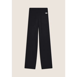 Pantalone in maglia tricot rasata con gamba larga