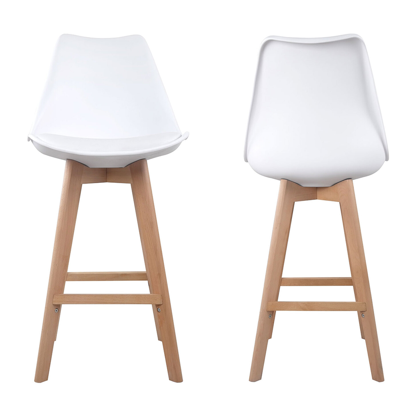 Lot de 2 tabourets scandinaves SVEN blanc avec coussin