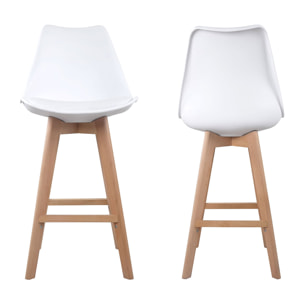 Lot de 2 tabourets scandinaves SVEN blanc avec coussin