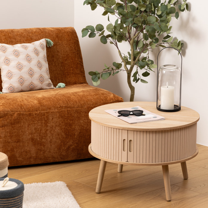 Table basse 2 portes "Nysos" beige 60x60x40,7cm