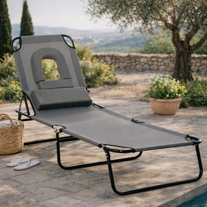 Bain de soleil pliable – Dossier 4 positions – Coussins inclus
