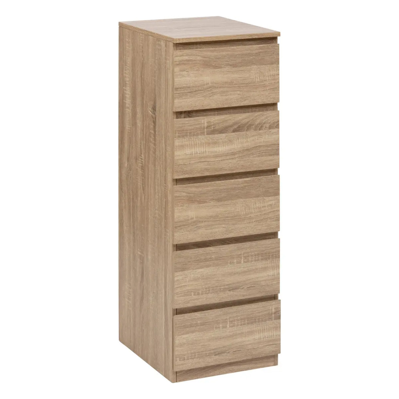 Chiffonier 5 tiroirs effet bois naturel