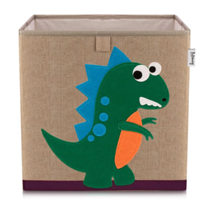 Boîte de rangement en tissu pour enfant "dinosaure vert foncé", compatible Ikea Kallax Lifeney