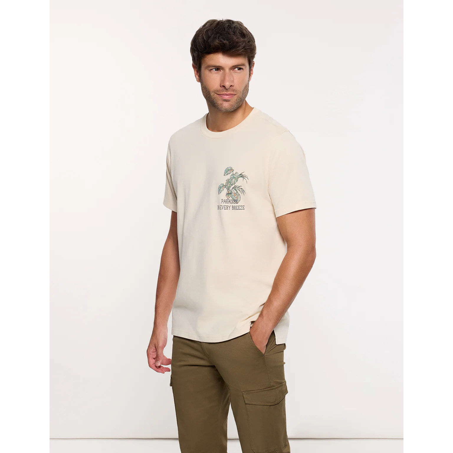 Camiseta Manga Corta Beige - Brais