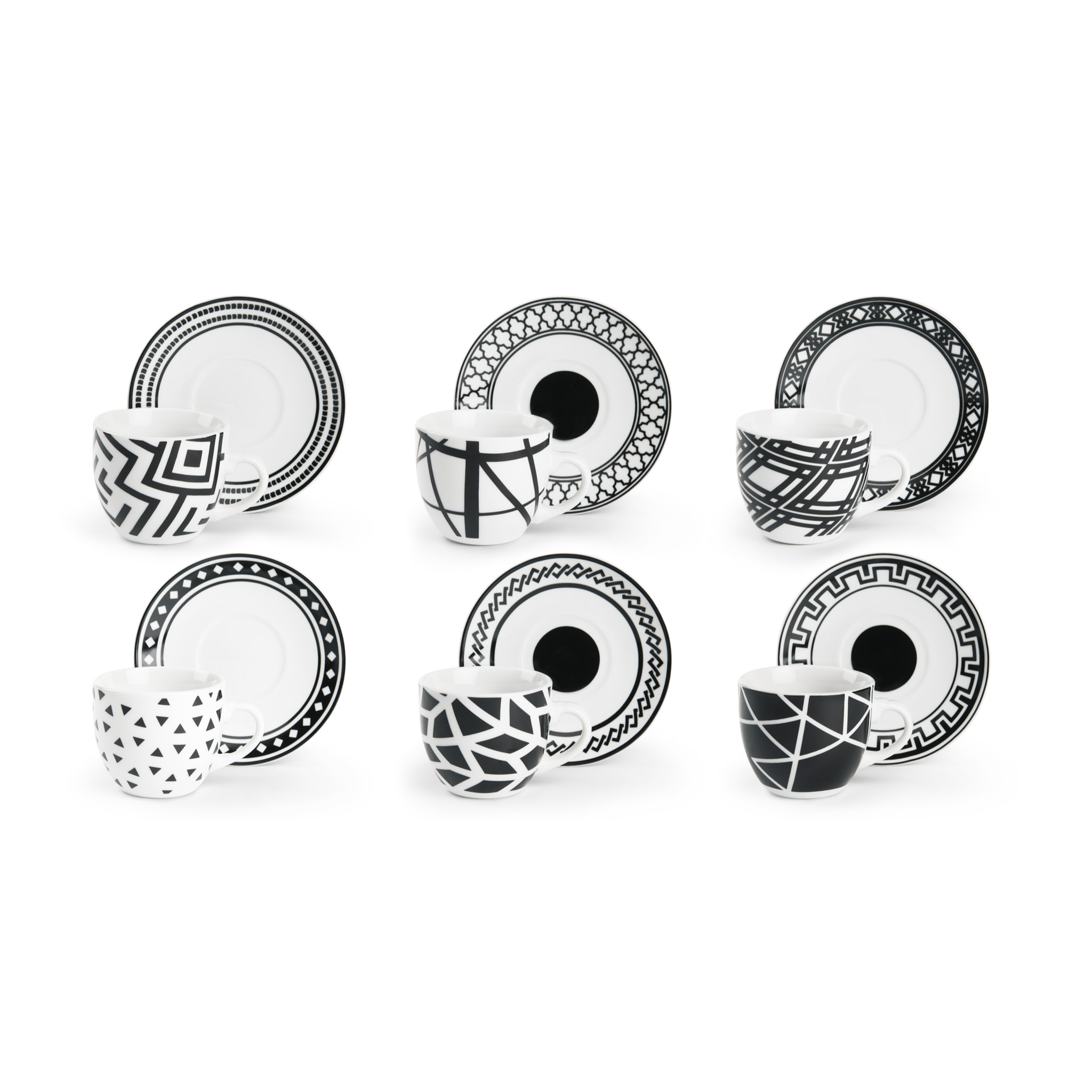 Set 6 Tazzine Caffè con Piattini Excelsa – Emily, Porcellana Multicolore