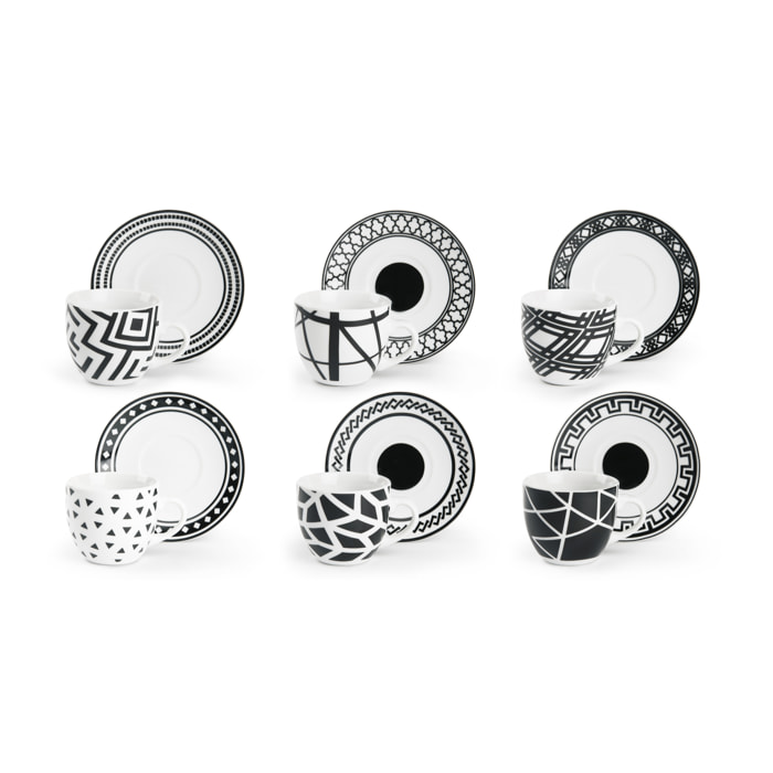 Set 6 Tazzine Caffè con Piattini Excelsa – Emily, Porcellana Multicolore