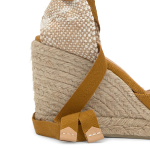 Alpargata de cuña Carina en algodón orgánico lavado con cierre de cintas