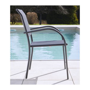 Ensemble table et chaises de jardin  - Gris Anthracite - HONFLEUR BEZIERS