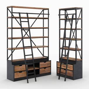 Ensemble de 2 bibliothèques en bois et métal - Kasi