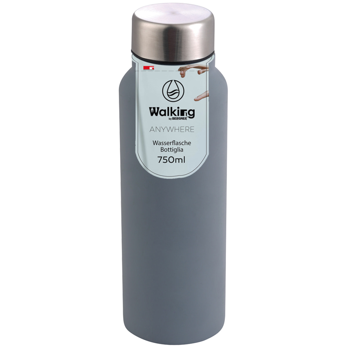 Botella agua 750ml gris Walking anywhere- Bergner