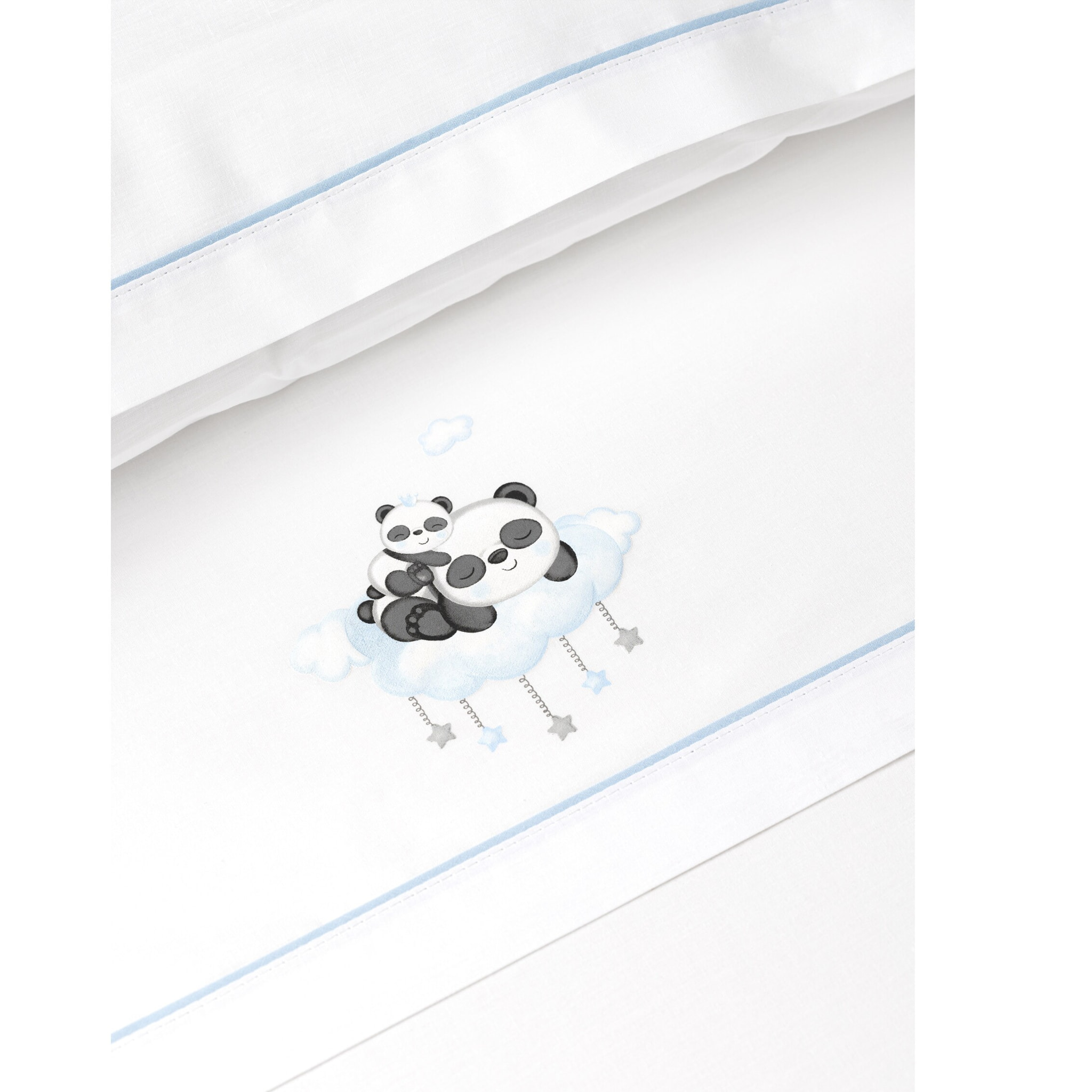 Sábanas Cuna y Kit  Peine con Cepillo de Don Algodón Panda Nube