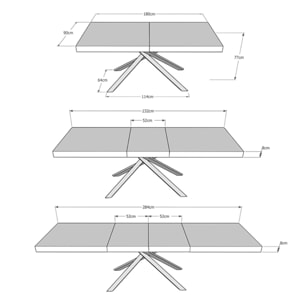 Tavolo allungabile 180x90/284 cm Karida Premium noce gambe antracite