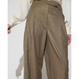 Pantaloni a pied de poule con doppie pieghe