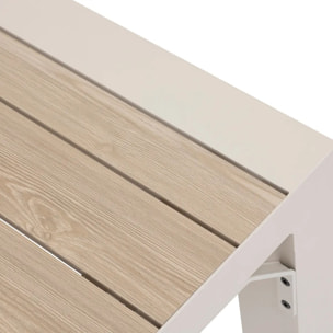 Table de jardin extensible carrée "Évasion" en aluminium lin et blanc traité époxy 10 places