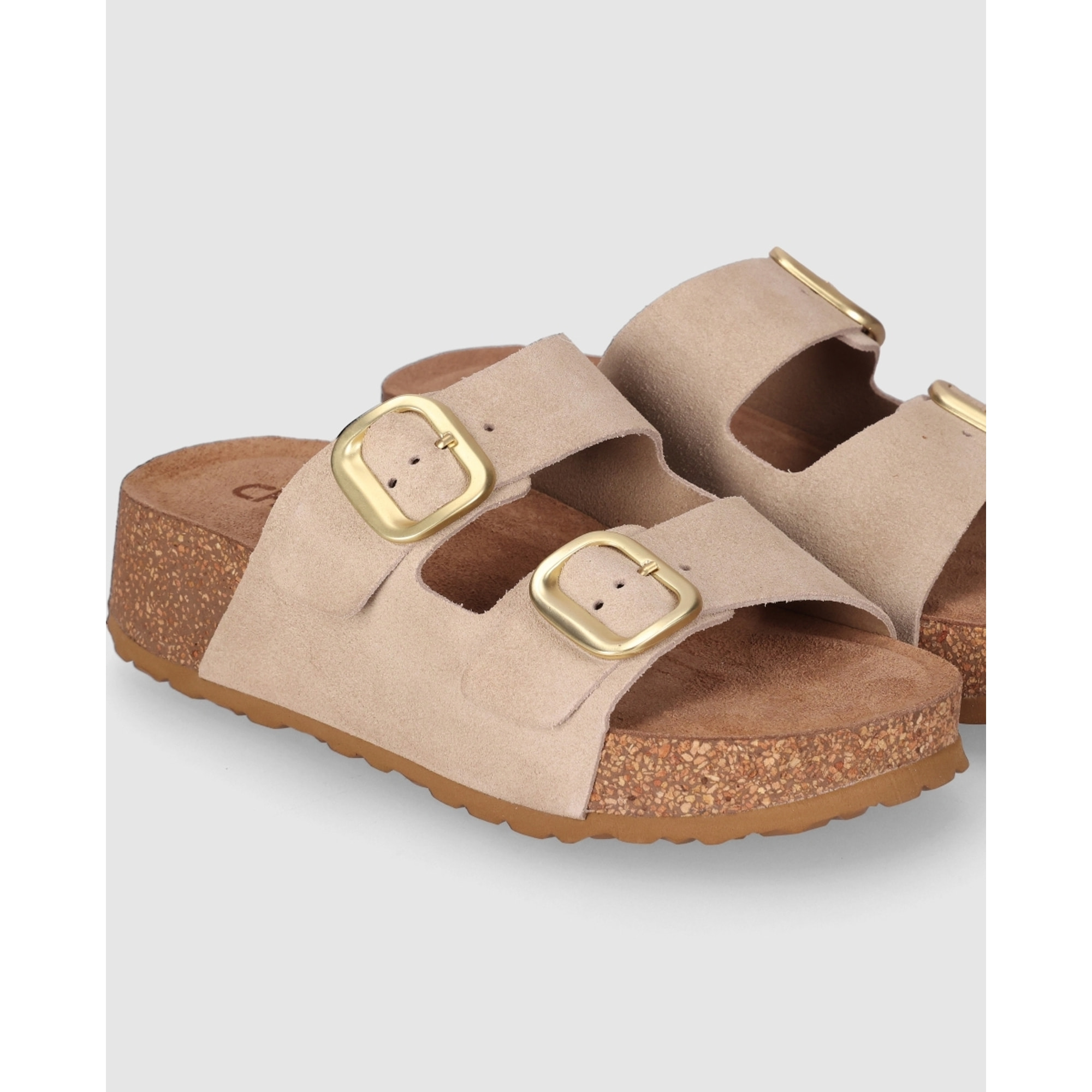 Sandalias de Serraje - Arena - Tacón: 4 cm