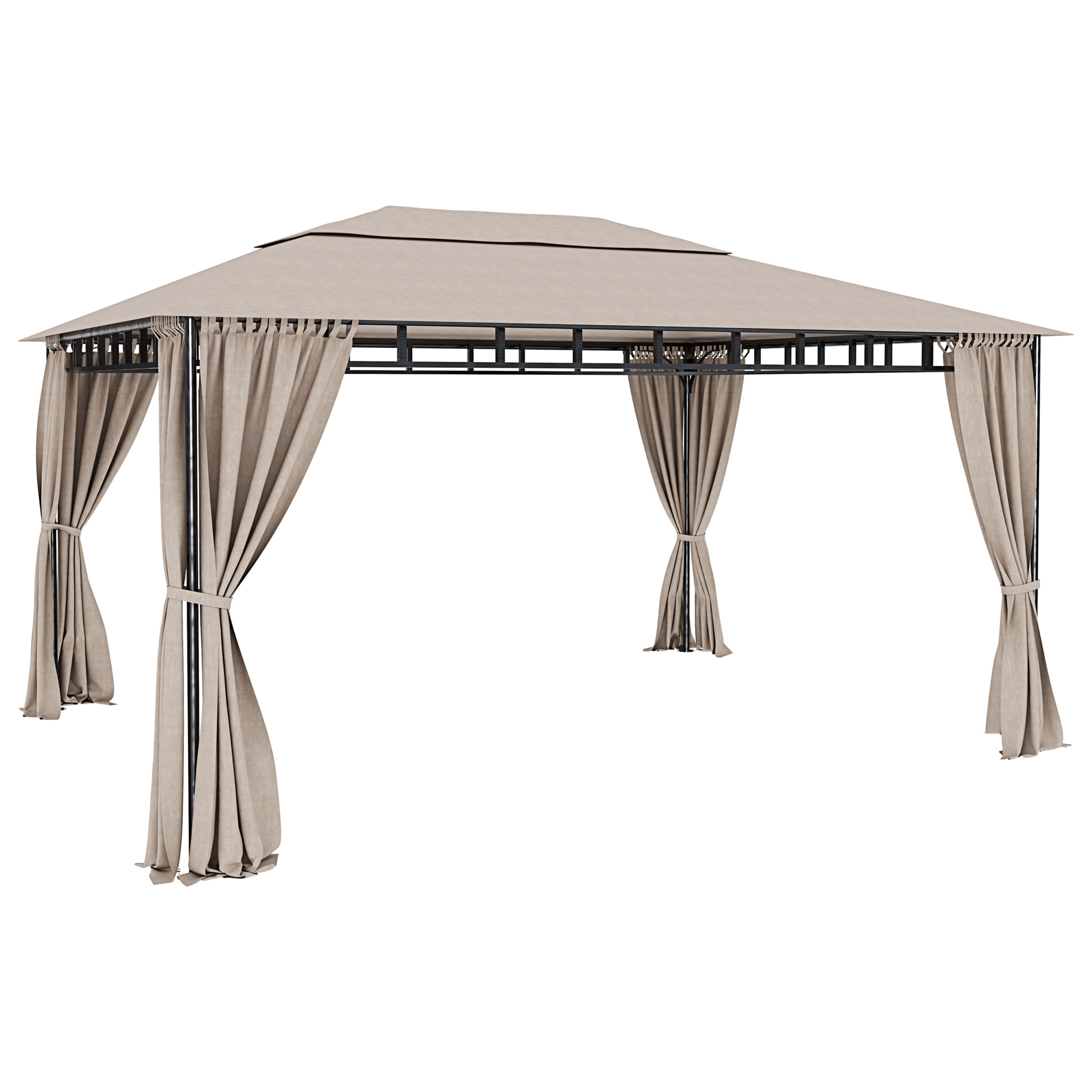 Gazebo Da Giardino 3 x 4 M Con Tende Laterali Richiudibili Struttura In Acciaio Robusto Copertura 180 g/m² Con 4 Teli Laterali Esterno Giardino P