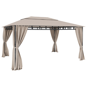 Gazebo Da Giardino 3 x 4 M Con Tende Laterali Richiudibili Struttura In Acciaio Robusto Copertura 180 g/m² Con 4 Teli Laterali Esterno Giardino P