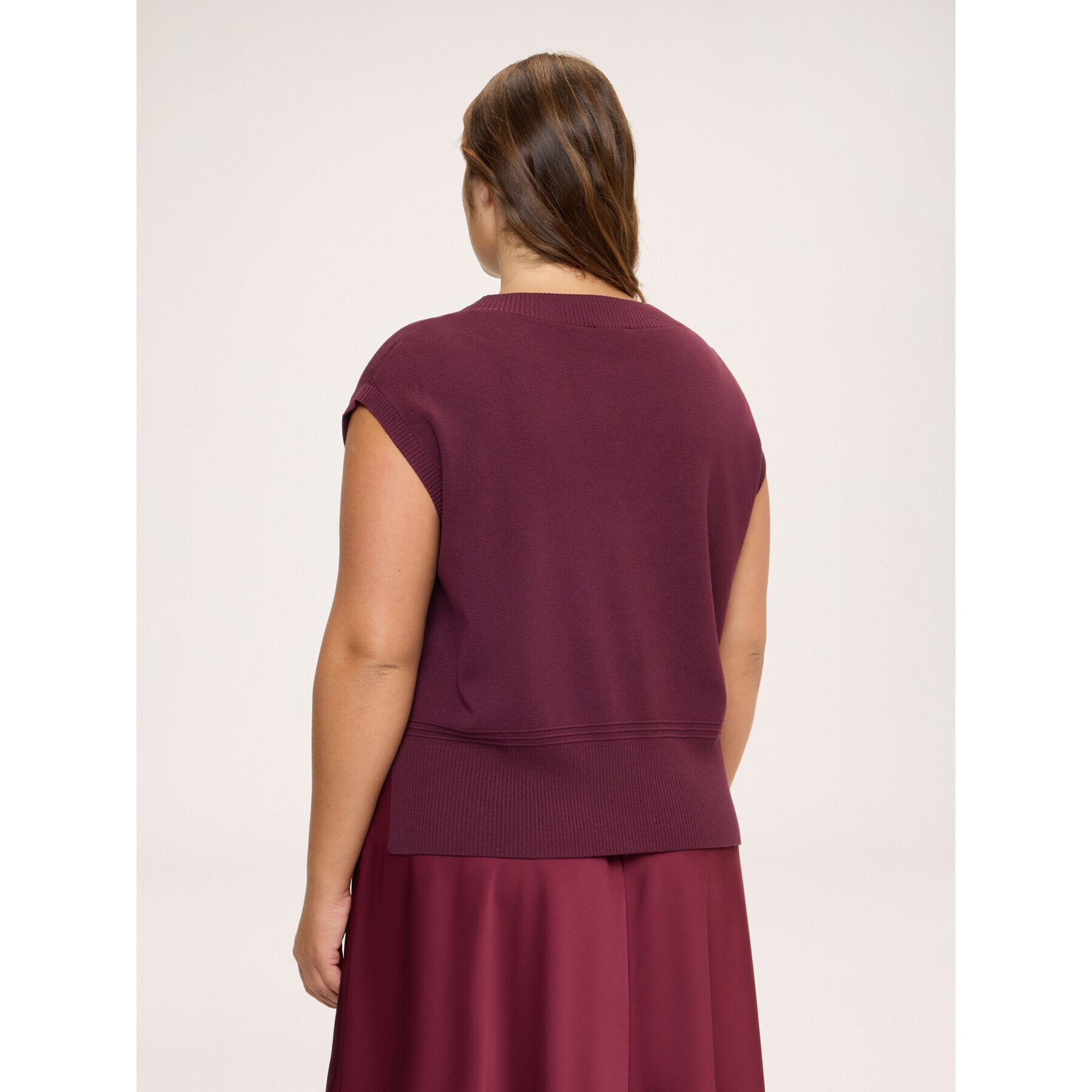 Fiorella Rubino - Chaleco de punto fino con escote en V - Burgundy