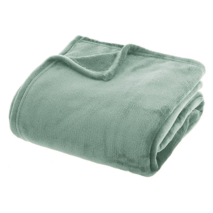 Plaid flanelle Ollis vert céladon 230x180cm