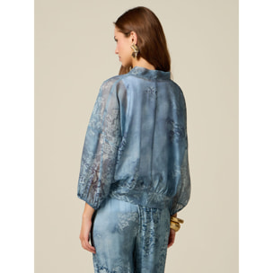 Oltre - Camisa tipo kimono con nudo - Light - blue