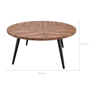 Table basse ronde en bois d'acacia D80 cm - Ella