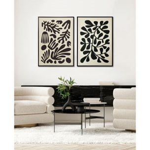 Cuadro Linen lino impresión 3D beige-negro 72x52x4 cm
