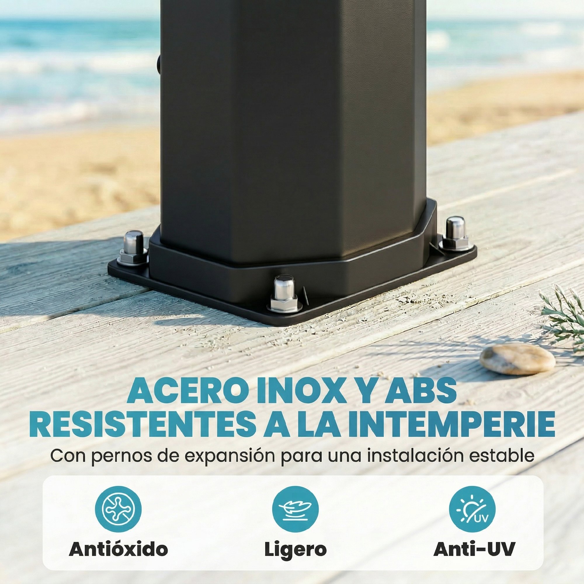 Ducha Solar de Jardín 60 L Ducha Solar Exterior con Cabezal Rociador de Mano Grifo de Pies Agua Fría y Caliente Máx. 60 °C Conexión Manguera para Piscina Camping Patio 21,8x18,2x227 cm Negro